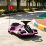 12V Pink Kids Electric Drift Go Kart – Slow Start, Music, Colorful Lights - Image 6