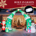 15FT Lighted Christmas Inflatable Archway, Inflatable Christmas Tree Arch with Santa and Snowman, Blow Up Yard Decorations with Built-in LED Lights for Holiday Party Front Yard Lawn Garden Decor - Image 6