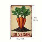 CIFbuy Vintage Carrot GO VEGAN Metal Wall Sign, Rustic Distressed Iron Decor, 8x12 Inch Handcrafted Antique Look, 2D Flat Slogan Plaque TikTok, TikTok, aque Self-pickup Logiopics - Image 2