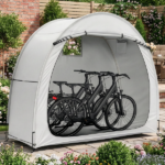 6.8x2.6FT Light Gray Arc Bicycle Storage Shed, 210D PU Silver Coated Oxford Cloth Bike Storage Tent with Fiberglass Frame - Image 16