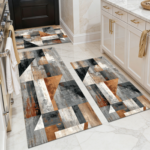 Three-piece kitchen rug set, non-slip and washable, abstract pattern kitchen hallway rug, soft and comfortable, suitable for sinks, floors, entrances, hallways and bathrooms. - Image 17