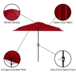 9ft Half Umbrella for Balcony, Porch, or Deck, Red (Shipment from Walmart) - Image 5
