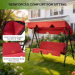 68*43*60 inch Red KD style with cushion canopy Iron Oxford cloth 250kg Iron swing set - Image 7