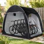 6.8x4.9FT Black Arc Bicycle Storage Shed, 210D PU Silver Coated Oxford, Black Fiberglass Frame, Front&Side Double Doors, Inner Storage Bag & Carry Bag - Image 15