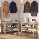 27-In Bamboo Shoe Rack & Bench, 3-Tier 280 lb Capacity Storage Organizer for Entryway, Living Room, Balcony, Wood - Image 5