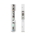 Slim Tall Bathroom Storage Cabinet 8" x 8" x 71" Narrow Floor Organizer with Adjustable Shelves