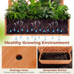 72" Raised Garden Bed with Lattice Trellis, 4.8 Cu.Ft Fir Wood Planter Box with Drainage Holes for Climbing Plants Vegetables - Orange - Image 5
