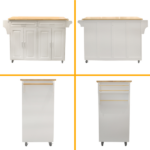Kitchen Island & Kitchen Cart, Mobile Kitchen Island, Rubber Wood Top, Big & Adjustable Shelf Inside Cabinet for Different Utensils, Luxury Design Fits Party at Different Site. - Image 19