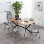 Same Code 31709558 6pcs Elegant Foldable Iron & PVC Chairs for Convention & Exhibition Gray - Image 52