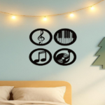 CIFbuy Vintage Music Themed 4 Piece Wall Art Decor Set Elegant Black iron Frame Gift for Music Lovers (TikTok, temu pick-up service) - Image 9