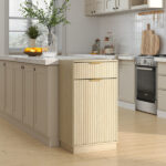10-Gallon Woodgrain Tilt-Out Trash Can Cabinet with Wave-Textured Drawer & Pull-Out Bin - Multipurpose Kitchen/Bath Organizer in Oak Finish - Image 15