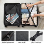 ABS Trolley Case 20in 24in 28in 3PCS Suitcase Set Vertical Striped Frosted Case Suitcase Rose Gold - Image 20