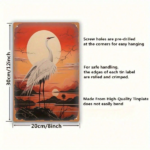 CIFbuy Sunset Crane Metal Wall Art 8x12 Inch Tin Sign Painting, Stunning Nature Home Decor For Living Room & Garden, Unique Gift TikTok, TikTok, Self-pickup Logiopics - Image 4