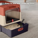 Simple drawer style red cat litter box, humanized design, does not occupy household storage space - Image 3