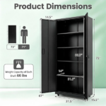 73 Inch Heavy Duty Mobile Steel Storage Locker Cabinet with Keys, Multi-Height Customizable Shelves Smooth Clean Surface Rolling Tool File Cabinet for Home Utility Room - Image 5