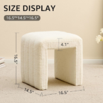Modern Teddy Velvet Ottoman Footrest, Vanity Stool, and Shoe Bench for Makeup Room, Living Room, Entryway White) - Image 5