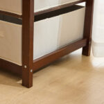 Brown painted pine wood frame children's bed with removable top, 87*53*87.5cm, includes 3 fabric drawers and 1 fabric bag, and a changing table - Image 25
