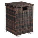 Replace 95812680 40*40*57cm Iron Frame Gas Bottle Storage Rattan Side Table Brown Gradient - Image 3