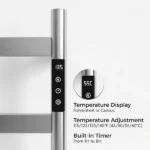 22.5" Brushed Nickel Heated Towel Rack for Bathroom,Wall Mounted with Intelligent Touch Screen Timer, 4-Bar Towel Warmer, 304 Stainless Steel Polished, Plug-in/Hard-Wired[Unable ship on weekends, TK/TEMU only for pickup, only TX10643 warehouse supports GOFO] - Image 7