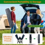  Navy Foldable Heavy Duty Camping Cot 330LBS, Portable Outdoor Sleeping Bed with Cushion & Carry Bag for Camping Office Nap - Image 7