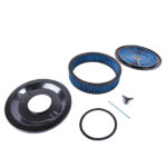 14" x 3" High Flow Round Air Cleaner Kit Washable Recessed Base Blue Filter Black Trim - Image 4