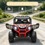 Red 2 Seater 24V Kids Electric Car, Remote Control 3 Speed LED Lights Music Horn Spring Suspension Slow Start - Image 8