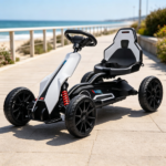 White 12V Electric Go Kart for Kids with Adjustable Speed Perfect for Children's Fun - Image 4