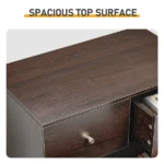 6-Tier 7-Drawer Cabinet with Matte Gold Handles Particleboard Melamine-Coated Storage Cabinet 25.98*15.75*51.57in Brown - Image 6