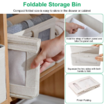 4Pcs Foldable Closet Storage Bins,16.14x10.82x6.49in Closet Storage Baskets with Clear Window, Washable Linen Fabric Storage Baskets for Clothes Organization or Bedroom Kitchen Basement,Clothes Toys Snacks Tools - Image 6
