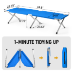 Portable Folding Camping Cot with Carrying Bag Army Blue - Image 4