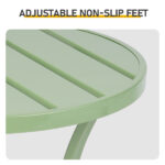Outdoor Round Side Table, Small Metal Table Patio End Table Coffee Bistro Table for Indoor Outdoor, Light Green - Image 4