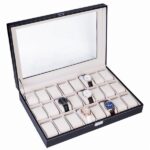 24 Compartments Top-level Opening Style Leather Watch Collection Box Black - Image 5