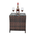 Replace 6088352 Glass Surface Brown Gradient Iron Frame Rattan Side Table - Image 11