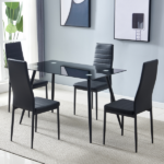 4pcs Elegant Assembled Stripping Texture High Backrest Dining Chairs Black Replace encoding 13028198-18410366 - Image 119