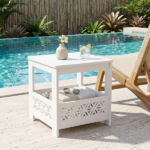 Side Table with Storage, Space Saving Nightstand for Small Spaces, Modern End Table for Indoor Outdoor, White - Image 8