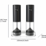 2PCS electric salt and pepper grinder set, portable and practical, with one handed button control, adjustable thickness, black pepper grinder - Image 2