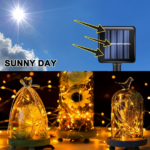 2 blue solar fairy lights, each pack contains 110 LED solar string lights, IP65 waterproof copper wire, 8 modes of solar fairy lights, suitable for garden, courtyard, tree, wedding, Christmas decoration - Image 6