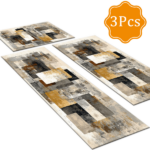 Three-piece kitchen rug set, non-slip and washable, abstract pattern kitchen hallway rug, soft and comfortable, suitable for sinks, floors, entrances, hallways and bathrooms. - Image 2
