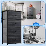 4-Drawer Dresser, Organizer Unit for Adult for Bedroom, Living Room, Charcoal Black - Image 6