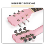 Matte Pink 38-inch Acoustic Guitar with Picks, Strings, Capo, Case, Tuner, and Strap - Image 7