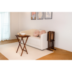 3-Piece Rubberwood Folding TV Tray Table Set of 2 with Storage Rack, Walnut - Image 4