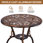 3 PCS Outdoor Bistro Set,Outdoor Patio Set, All-Weather Cast Aluminum Bistro Table Set for Backyard, Garden, Balcony Butterfly - Image 10