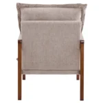 Cloud Shaped Indoor Leisure Chair with Solid Wood Armrest, Metal Frame, Chenille Fabric Accent Chair with Lumbar Pillow, Single Sofa Chair Khaki - Image 7