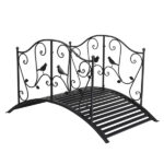 119*67*71cm Courtyard With Bird Pattern Arched Handrail Courtyard Iron Bridge Black - Image 2