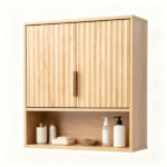 2-Door 3-Tier Slatted Bathroom Wall Cabinet 24.49"*22.83"*8.07 Oak - Image 9
