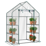Mini Walk-in Greenhouse with PVC Cover, 4-Shelf Indoor Outdoor Plant Gardening Green House for Garden Backyard, 56" x 29" x 77", Transparent - Image 4