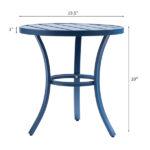Outdoor Round Side Table, Small Metal Table Patio End Table Coffee Bistro Table for Indoor Outdoor, Navy Blue - Image 6