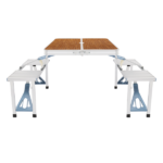 Same Code 44641025 136*85.5*67cm 50kg Aluminum Alloy Table And Chair One Piece Camping One Piece Table And Chair Wood Grain Color - Image 6
