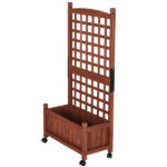 Wooden Planter with Trellis, 50" Tall Elevated Garden Bed Outdoor with Wheels, Freestanding Planter Box with Drainage Holes for Flower, Vegetable, Fruit, Herb in Garden, Patio, Balcony - Image 7