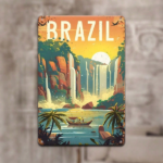 CIFbuy Vintage Iguazu Falls Metal Sign, Retro Brazilian Waterfall Wall Art With Bold BRASIL Text, 12x8 Inch Flat Travel Decor For Home TikTok, TikTok, With Self-pickup Logiopics - Image 5
